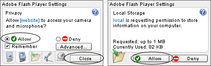 Mensajes Flash Player